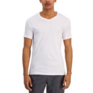 4Pack Alfani T-Shirt Mens Small‎ White Solid 100% Cotton Regular Fit Tagless